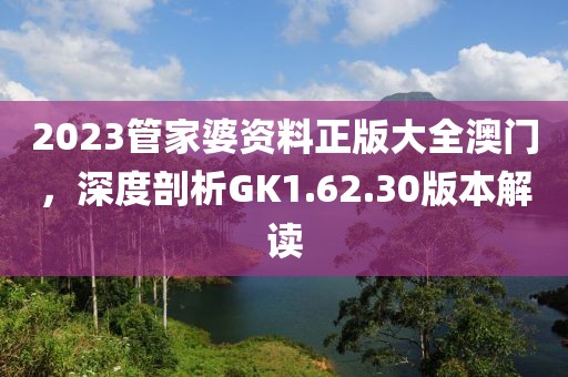 2023管家婆资料正版大全澳门，深度剖析GK1.62.30版本解读