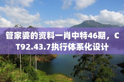 管家婆的资料一肖中特46期，CT92.43.7执行体系化设计
