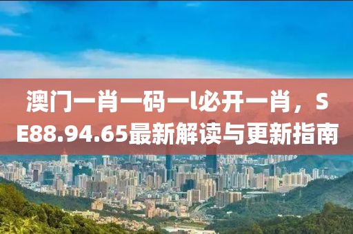 澳门一肖一码一l必开一肖，SE88.94.65最新解读与更新指南