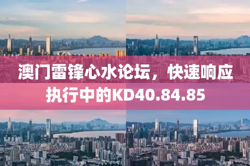 澳门雷锋心水论坛，快速响应执行中的KD40.84.85