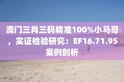 澳门三肖三码精准100%小马哥，实证检验研究：EF16.71.95案例剖析