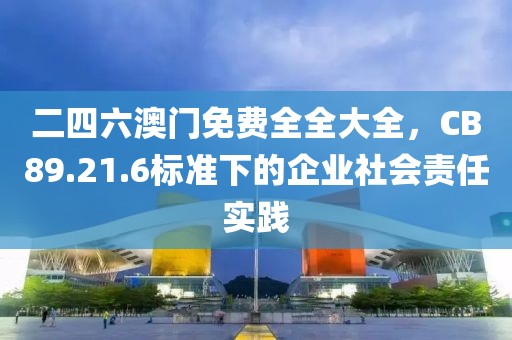 二四六澳门免费全全大全，CB89.21.6标准下的企业社会责任实践