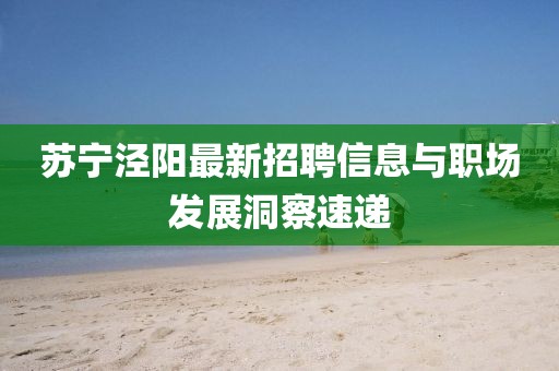 苏宁泾阳最新招聘信息与职场发展洞察速递